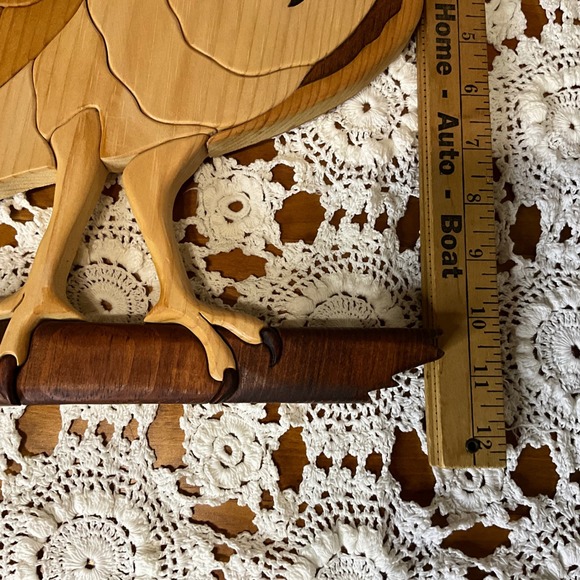 Handcrafted Intarsia Wooden Barn Owl Wall Art Rustic Home Nature Wildlife Folk - Picture 8 of 8